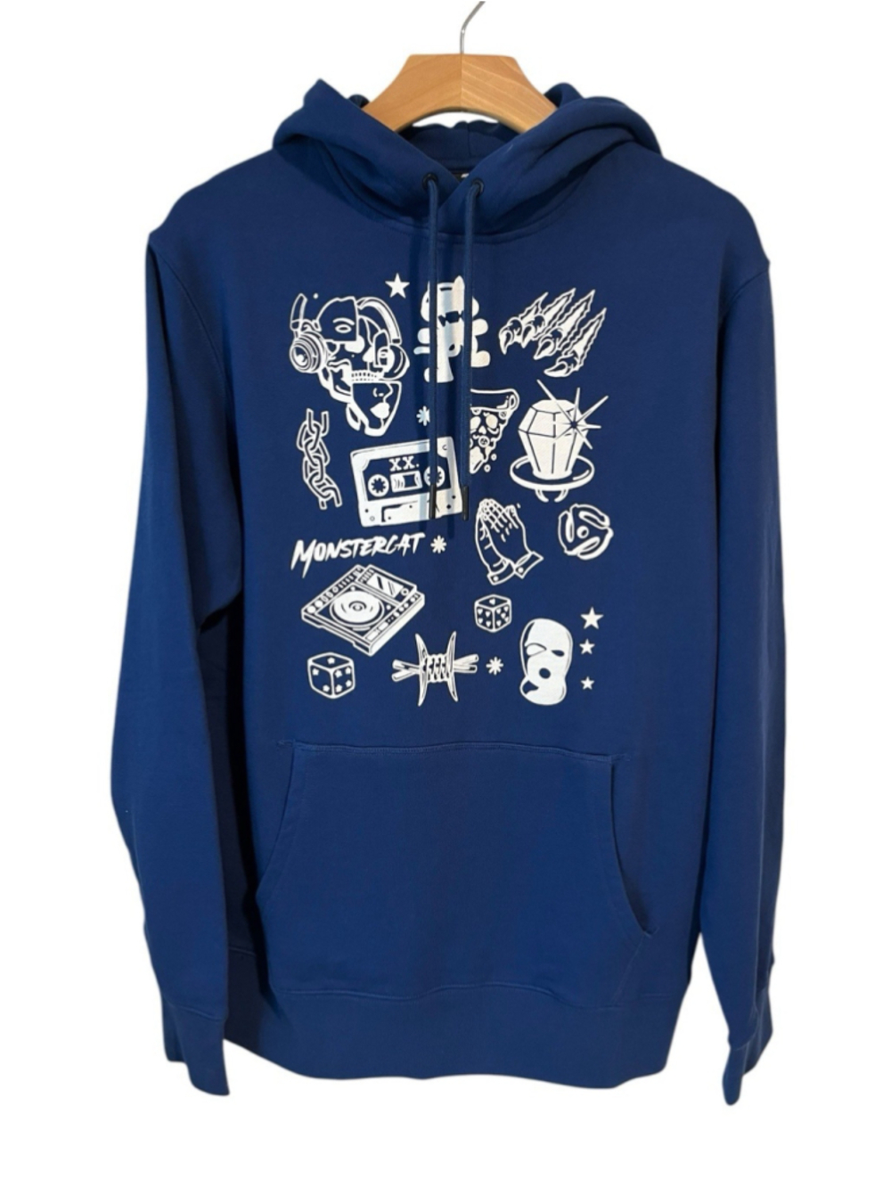 Monstercat Records Hoodie Jacket Mens Size Medium Dark Blue White Graphics NEW